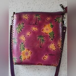 Handcrafted Floral Leather Crossbody Bag
